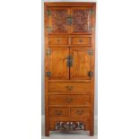 19th century Chinese carved cabinet, 75" H x 27 1/2" W x 17 1/2" D. Provenance: Hingham,