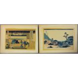 Two Japanese woodblock prints, early 20th century, 10 1/2" H x 15 1/2" W.