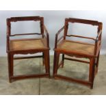 Pair of huanghuali wood rose chairs, 34" x 23" x 18".