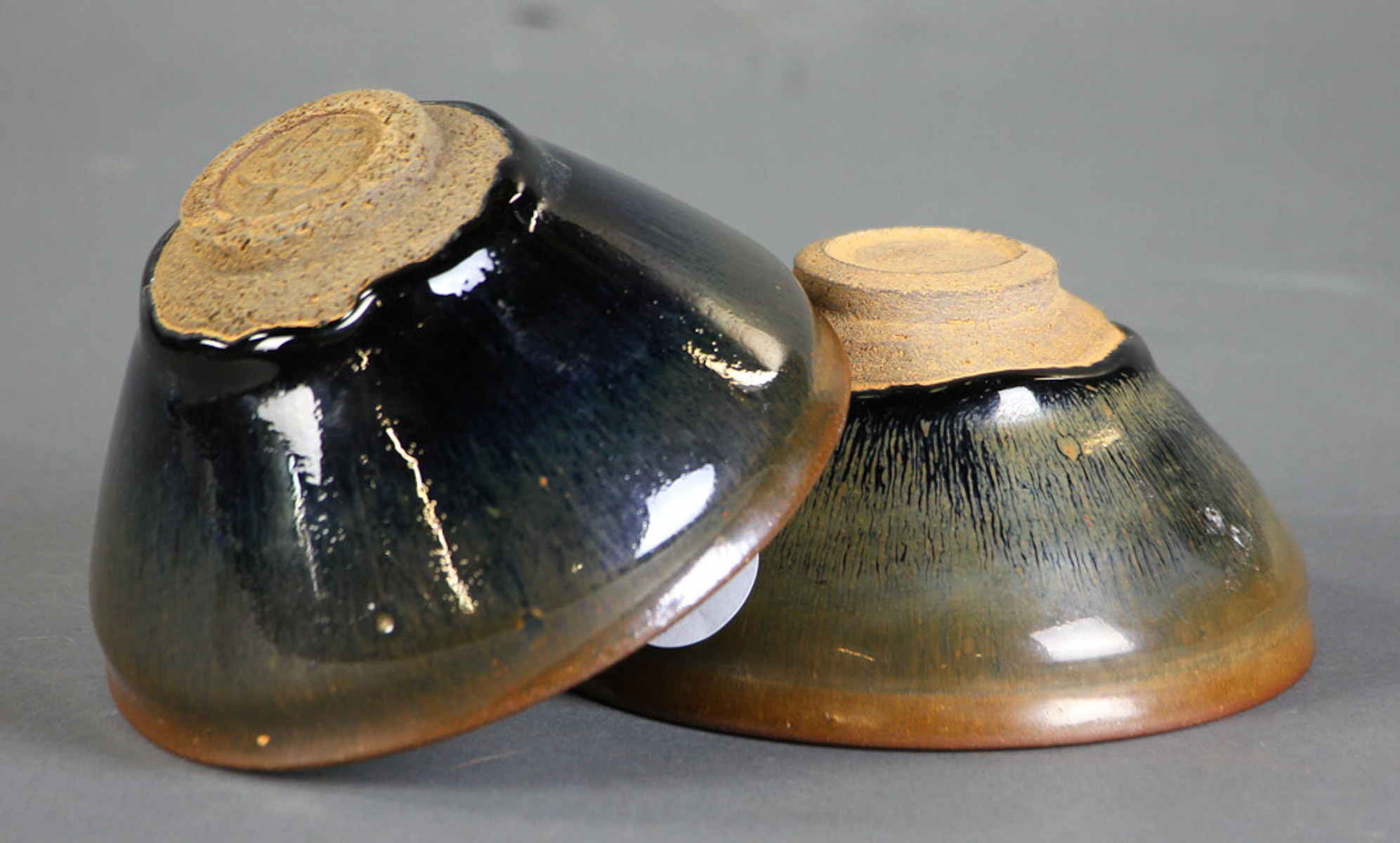 Two Jian-type black glazed porcelain bowls, 5" diameter. - Image 4 of 5