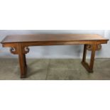 Large Chinese huanghuali wood altar table, 32" x 87" x 22".