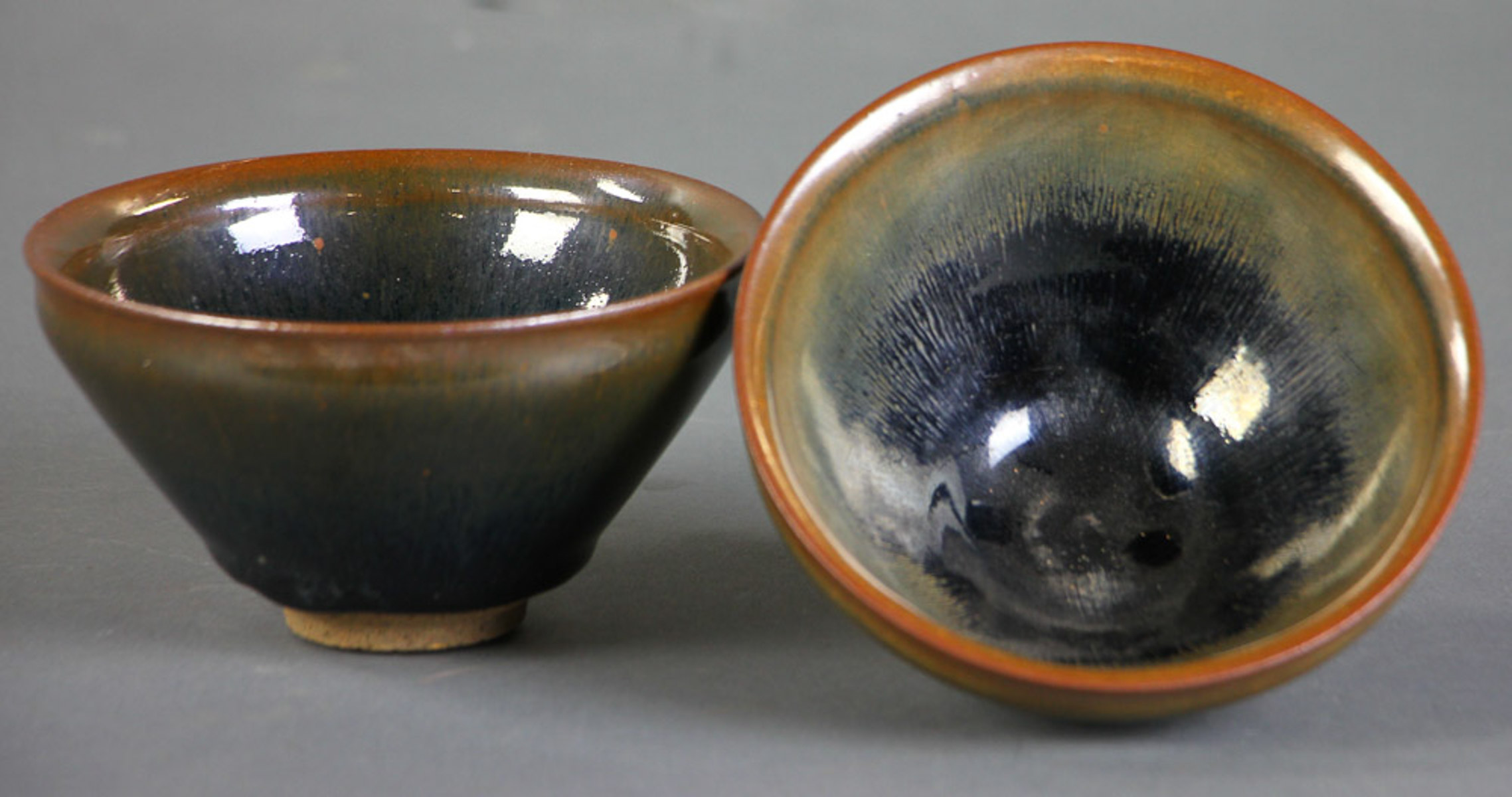 Two Jian-type black glazed porcelain bowls, 5" diameter. - Image 3 of 5