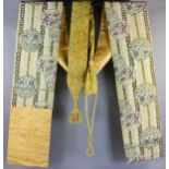 Two Japanese silk koshi-himo of kimono, longer 140" L x 12" W.