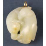 18th/19th century jade pendant, 2 1/4". PLEASE NOTE: payment for silver, gold, jewelry, and coins