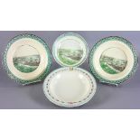 Early 19th century English soft paste plates and bowls having views of Salem Harbor, 10", 7 1/2".