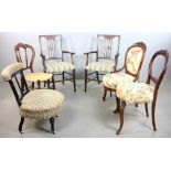 Collection of six (6) miscellaneous chairs, four (4) side chairs and two (2) armchairs, armchairs