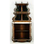 Victorian marble-top etagere, 67" x 34" x 15".