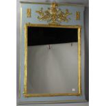 19th century French-style gilt and painted mirror, 44" x 30".