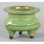 Chinese green glazed pottery censer, 4 1/2" H.