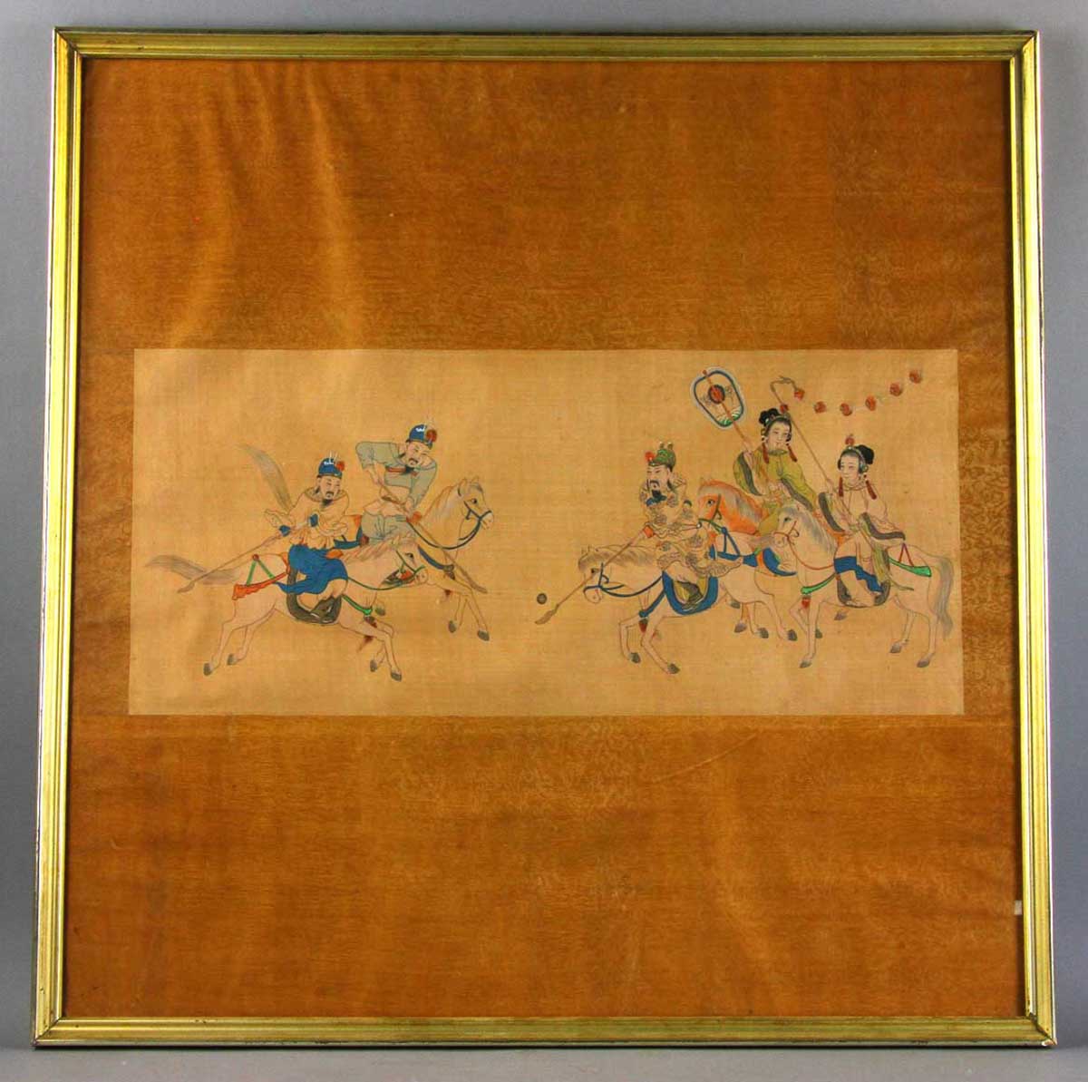 Two Chinese paintings on silk, framed 19" x 30" and 30" x 29". - Image 2 of 7