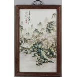 Chinese Famille Rose porcelain plaque, 23" x 15".