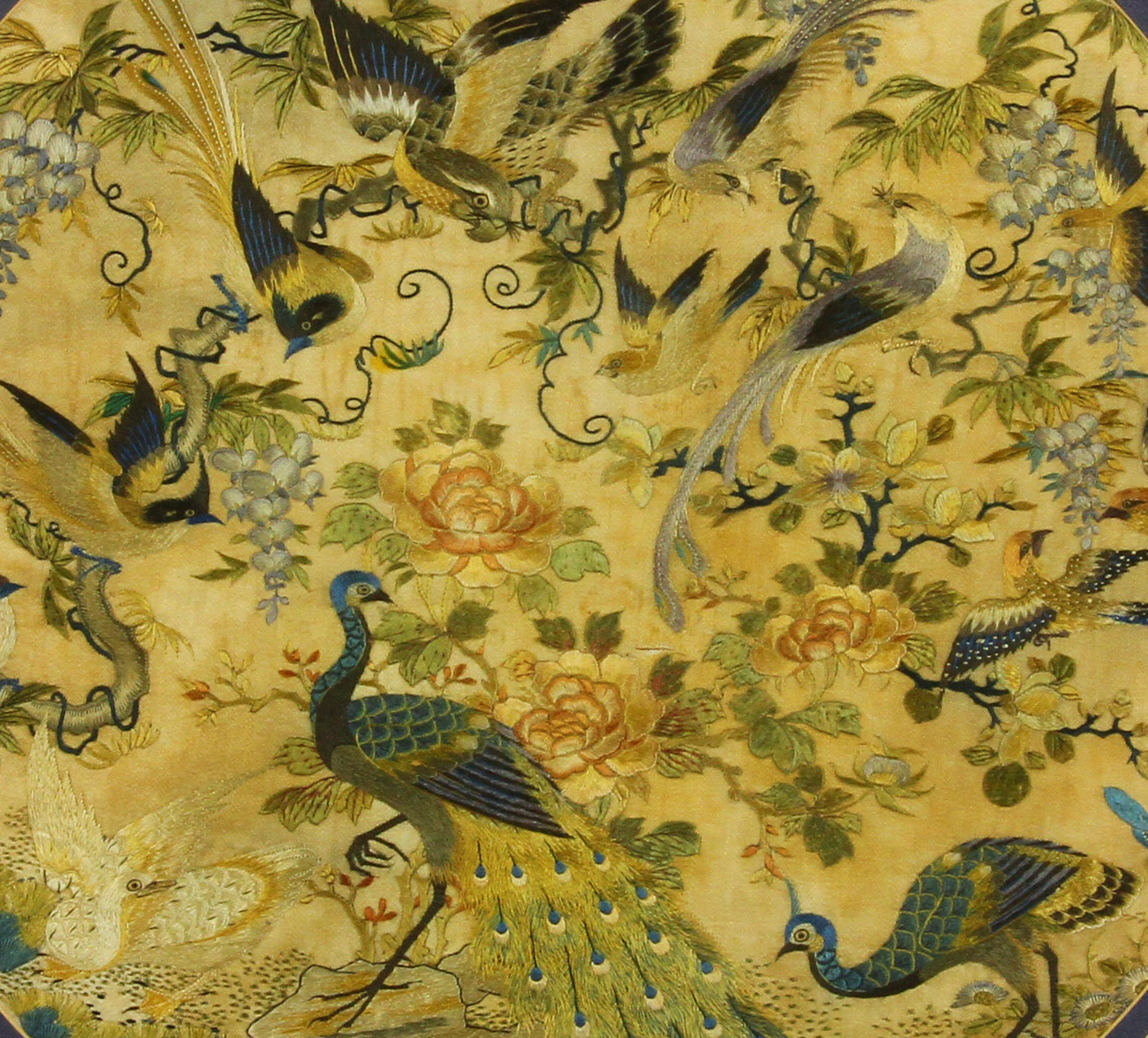 Chinese embroidered panel, 19th century, 20" W. - Image 2 of 5