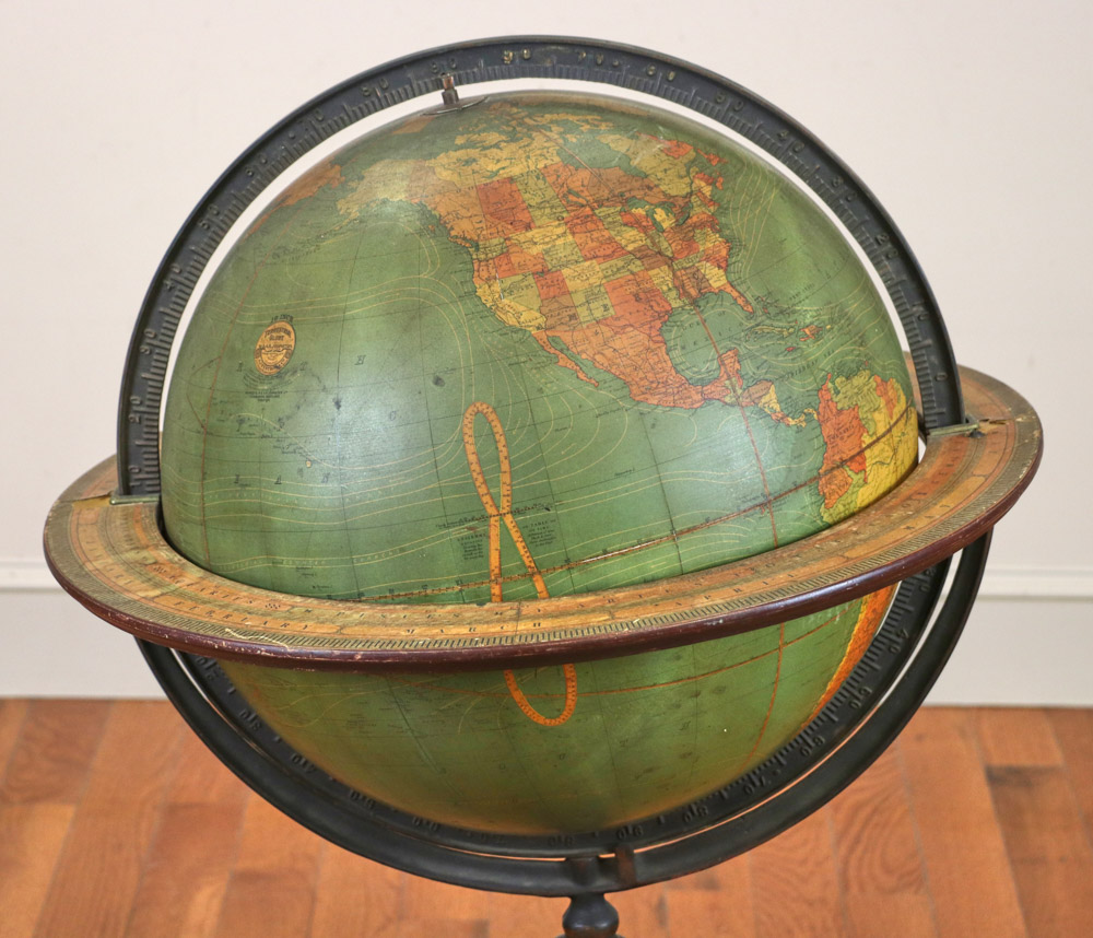 Old terrestrial globe on stand, W. & A. K. Johnston, Edinburgh, 41" H x 24" diameter. - Image 2 of 3