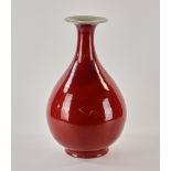 Chinese red Yuhuchun vase, 16 1/2" H.