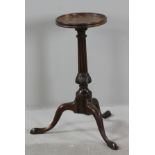 Semi-antique Queen Anne-style brandy table, 20" H, top 16 1/2" x 8 1/2".