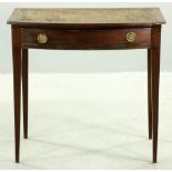 Early 19th century Georgian mahogany writing table with leather top, D-shape, branded by the maker