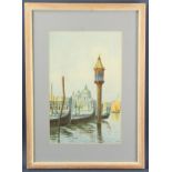 Umberto Zini (1878-1946), Venetian Canal scene, watercolor, signed L/R, 15 1/2" x 10" (sight), frame