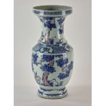 Mid-18th century Chinese copper red and blue and white vase, 18" H.