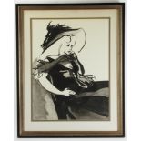 Drawing of woman, signed Marshall L/L, 22 1/2" x 17 1/4" (sight), frame 30 1/4" x 24 1/4".