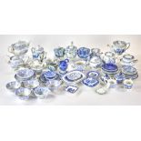 Collection of 19th century Staffordshire blue transfer-decorated children's miniature tableware