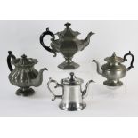 Collection of 19th century pewter teapots to include: one marked 'R Gleason' (Roswell Gleason 1799 -