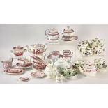 Collection of 19th century Staffordshire red transfer-decorated, Sprig and Adams children's