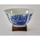 18th/19th century Chinese blue and white porcelain bowl, 10 1/2" diameter.