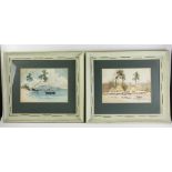 Yong Mun Sen (Malaysian, 1896-1962), pair of framed watercolors, Penang Beach scenes, signed L/L, 10