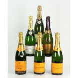 Six bottles of vintage champagne, to include: four bottles of Verve Cliquot and two bottles of