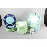 Italian 'Vietri' dinnerware, to include: (7) 12 3/4" plates with fish; (12) 9 1/2" bowls with