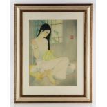 Vietnamese watercolor painting on silk, portrait of young girl, signed, 19" h x 13" w (view), 28"