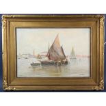 Boats near harbor, watercolor on paper, signed Brandeis, (Antonietta Brandeis, Czech Republic/