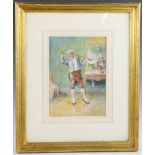 J. Anton Symington (1890-1908), violinist, watercolor, 9 3/4" x 6 3/4" (view), frame 17 3/4" x 14