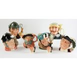 Collection of eight (8) Royal Doulton Toby Jugs, to include six (6) large and two (2) small.