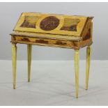 18th century Italian directoire flip-top desk with decoupage decorations showing village scenes with