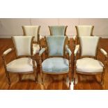 Set of six 19th century French Empire "Egyptian Revival" carved oak armchairs, 34" H x 24" W x 25"