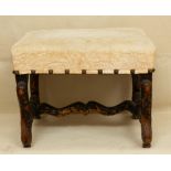 18th century French Provincial stool, 16" H x 19" W x 15" D.