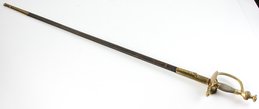 19th century sword marked Ewald Cleff, Solingen, with engraved blade with "Eisenhauer" and name, 40" - Image 3 of 10