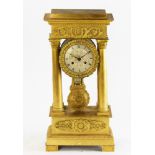 19th century French Empire bronze ormolu clock, 18" x 9" x 4 1/4".