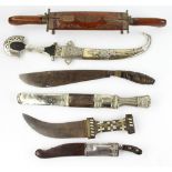 Collection of antique daggers and carving set. Longest 16", blade 9".