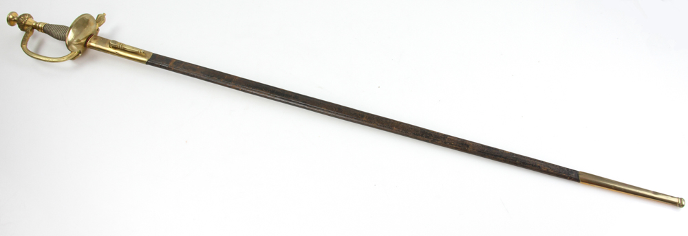 19th century sword marked Ewald Cleff, Solingen, with engraved blade with "Eisenhauer" and name, 40"