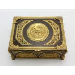 19th century French ormolu bronze valuables box, 5 1/2" x 12" x 9".