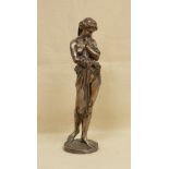 E. Dietrich signed and Dated 1860 Classical Silvered Bronze Sculpture of a Woman