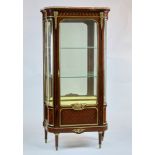 19th century French exceptional quality display cabinet, having ormolu bronze mounts parquetry