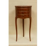 Louis XV barrel table with three drawers and three cabriole legs, 29 1/2" H x 13 3/4" W x 13 3/4"