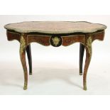 Napoleon II period Boulle center table, ormolu-mounted brass, Boulle marquetry and ebony, 31" H x