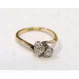 18ct. Gold Cross Over/Split Shank Double Diamond Ring size J