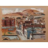 AR MERLE SHORE (20th century) Cityscape, probably American gouache, signed lower right 36 x 48cms