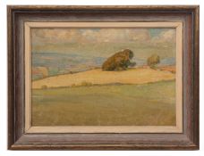 AR GERALD ALFRED COOPER, ARCA (1898-1975) Landscape scene oil on board 23 x 33cms