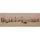AR ROWLAND LANGMAID, RA (1897-1956) Tower Bridge black and white etching, signed in pencil to